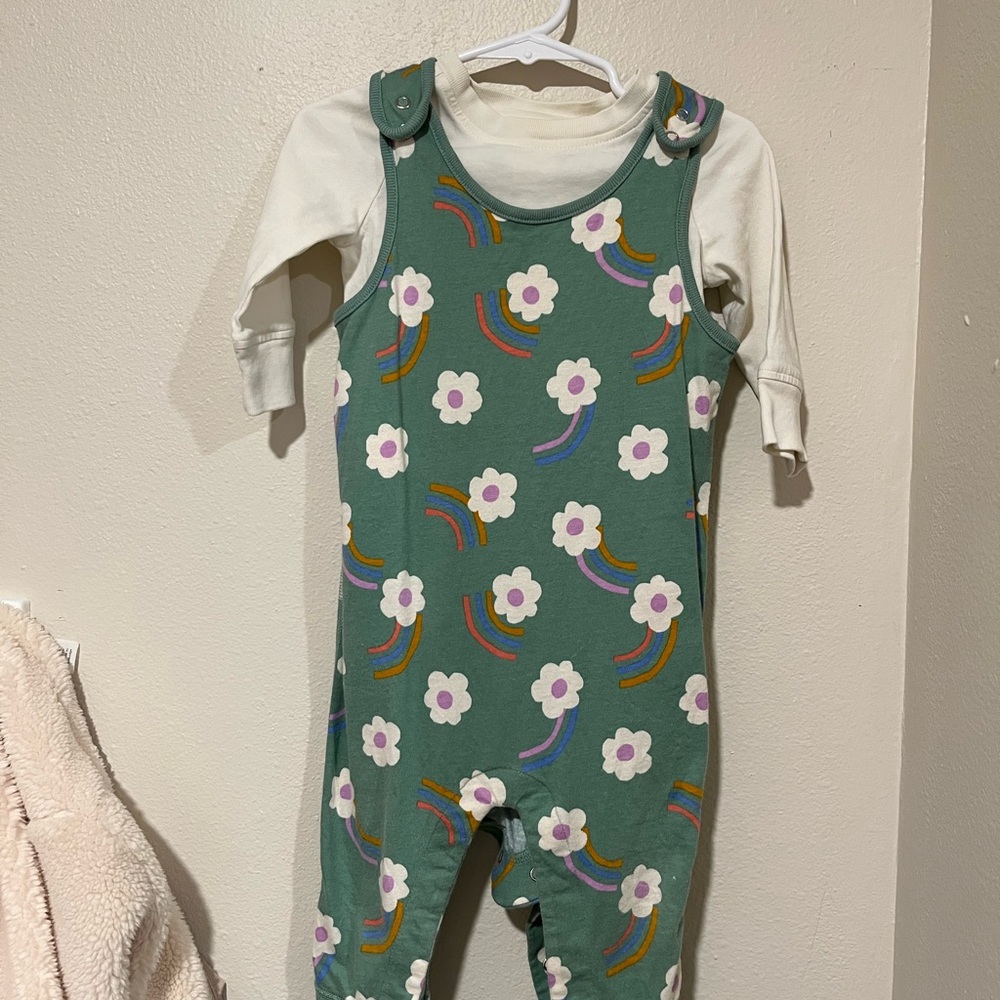 Floral Rainbow Baby Romper Overalls